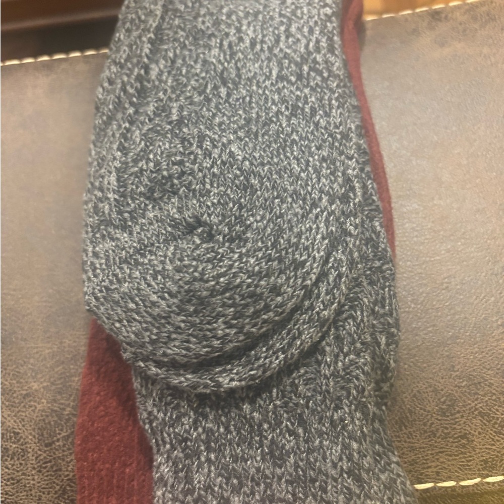 MUK LUKS Women's Tall Boot Socks - Burgundy and Charcoal - Picture 2 of 4